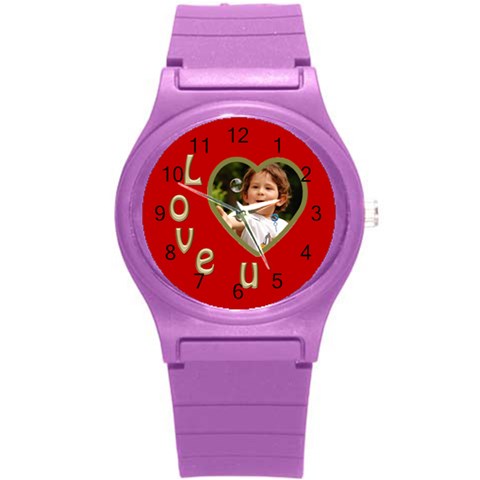 Love U Round Plastic Sport Watch Small By Deborah Front