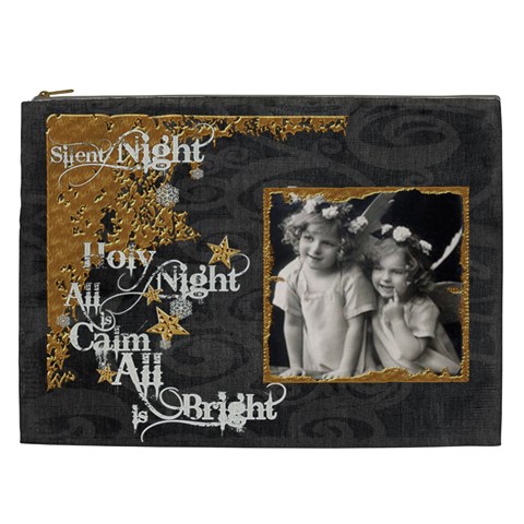 Silent Night  Xxl Cosmetics Bag By Catvinnat Front