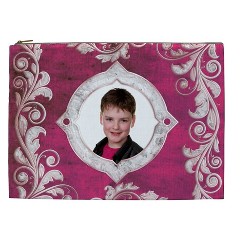 Magenta  Xxl Cosmetics Bag By Catvinnat Front