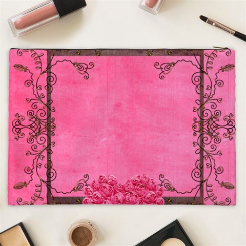 Rose Heart  Xxl Cosmetics Bag By Catvinnat Back