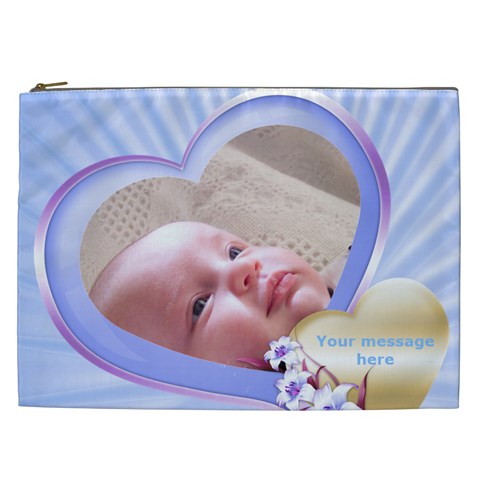 Blue Heart Cosmetic Bag Xxl By Deborah Front