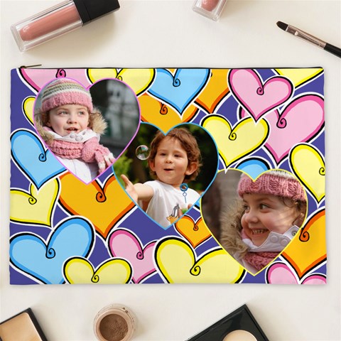 Hearts Cosmetic Bag Xxl By Deborah Front