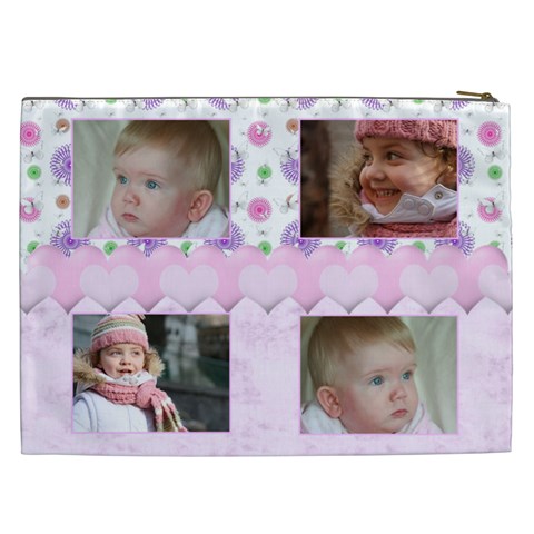 Pink Hearts Cosmetic Bag Xxl By Deborah Back