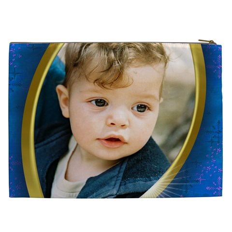 Blue And Gold Cosmetic Bag Xxl By Deborah Back