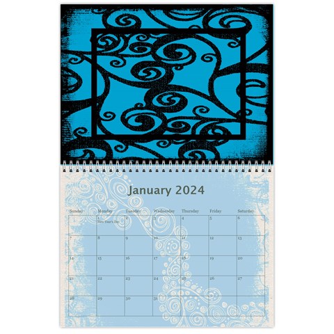 Fantasia Funky Turquoise 2024 Calendar By Catvinnat Jan 2024