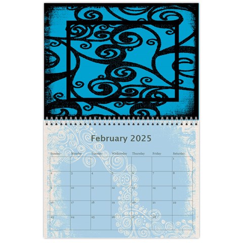 Fantasia Funky Turquoise 2025 Calendar By Catvinnat Feb 2025