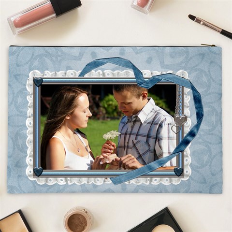 Blue Heart Xxl Cosmetic Bag By Lil Back