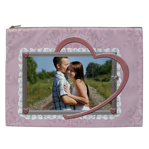 Pink Heart Xxl Cosmetic Bag By Lil Front