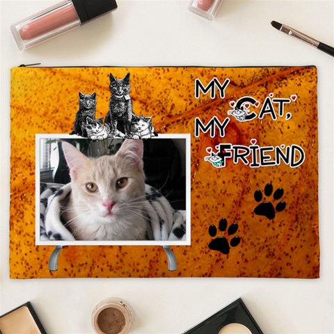 My Cat, My Friend Xxl Cosmetic Bag By Lil Front