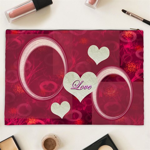 I Heart You Pink Xxl Cosmetic Case By Ellan Back