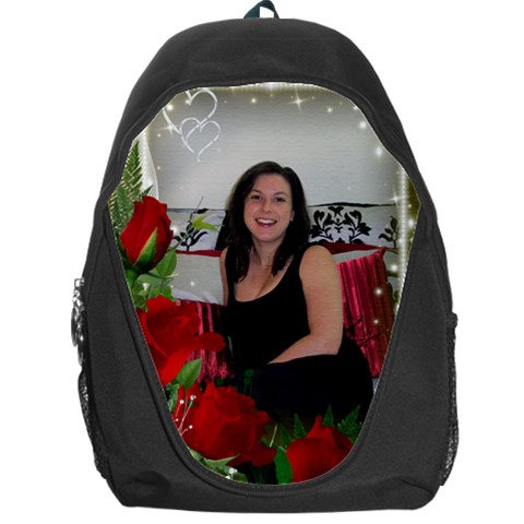 Red Roses Backpack Bag By Deborah Front