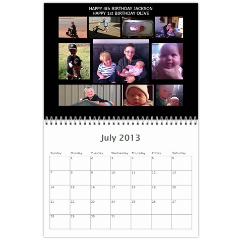 2013 Calender For Family By Vanessa Jul 2013