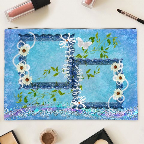 Spring Flower Floral Blue Cosmetic Case Xxl By Ellan Front