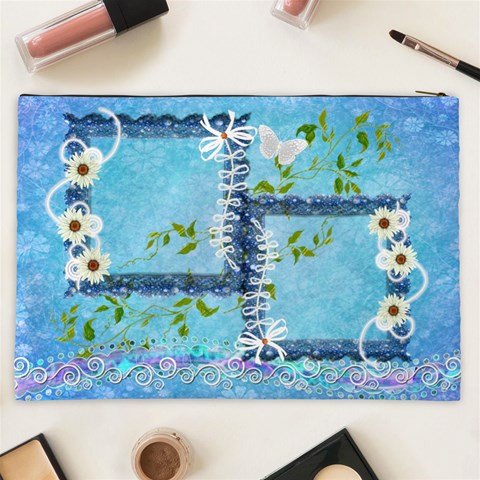 Spring Flower Floral Blue Cosmetic Case Xxl By Ellan Back