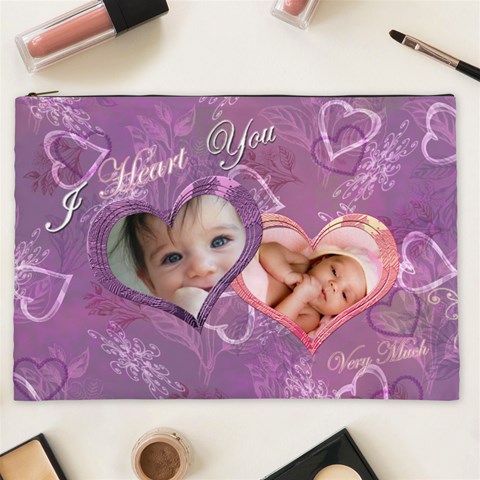 I Heart You Love Lavender Purple Cosmetic Case Xxl By Ellan Front