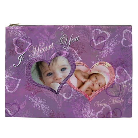 I Heart You Love Lavender Purple Cosmetic Case Xxl By Ellan Front