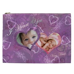 I Heart You Love Lavender purple Cosmetic Case XXL - Cosmetic Bag (XXL) I Heart You Love Lavender purple Cosmetic Case XXL - Cosmetic Bag (XXL)