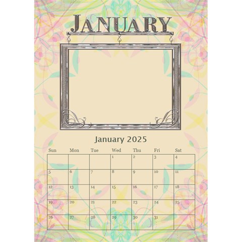 Pretty Desktop Calendar 6 x8 5  By Lil Jan 2025