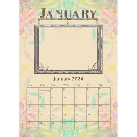 Pretty Desktop Calendar 6 x8 5  By Lil Jan 2024