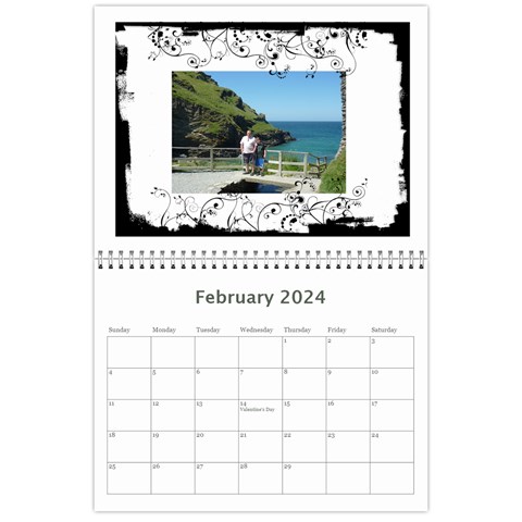 Classic Swirly Grunge  2024 Calendar  By Catvinnat Feb 2024