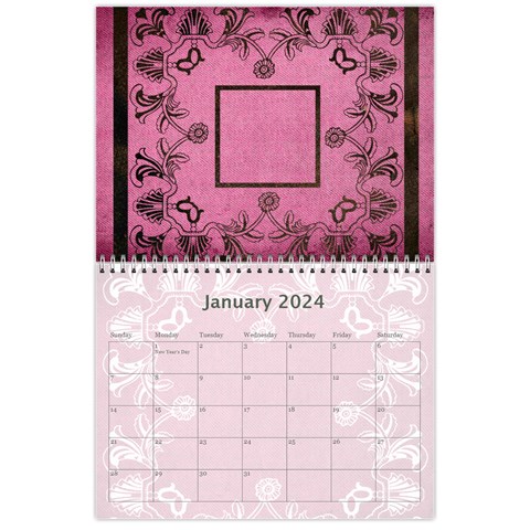 Art Nouveau Pink Calendar 2024 By Catvinnat Jan 2024