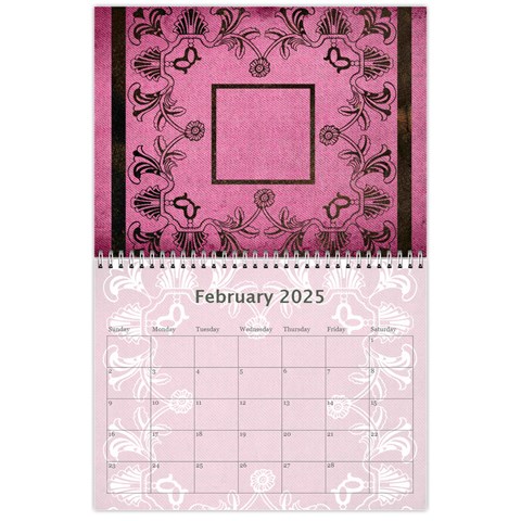 Art Nouveau Pink Calendar 2025 By Catvinnat Feb 2025