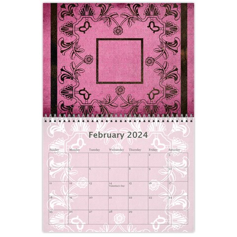 Art Nouveau Pink Calendar 2024 By Catvinnat Feb 2024