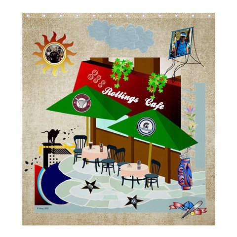 Shower Curtain  The Rollings Cafe By Pat Kirby 58.75 x64.8  Curtain