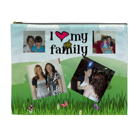 I Love My Famiy Cismetic Bag (xl) 2 Sides By Kim Blair Front