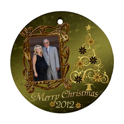 Gold Christmas Round Ornament By Ellan Front