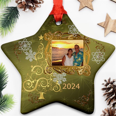 Gold 2024 Star Christmas Ornament By Ellan Front