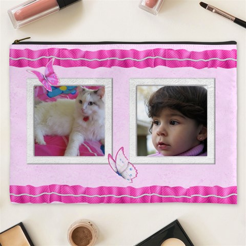 Pretty Pink Cosmetic Bag (xxxl) By Deborah Front
