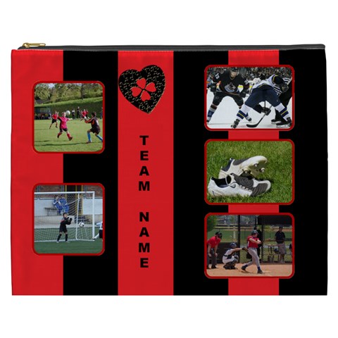 Black And Red(any) Team Cosmetic Bag (xxxl) By Deborah Front