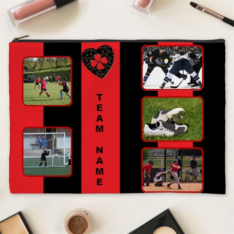 Black And Red(any) Team Cosmetic Bag (xxxl) By Deborah Front