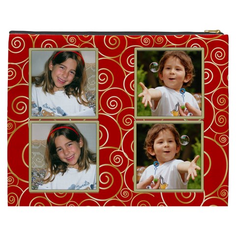 Red And Gold Cosmetic Bag (xxxl) By Deborah Back