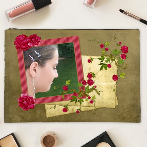 Shabby Rose Cosmetic Bag (xxl)  By Picklestar Scraps Front