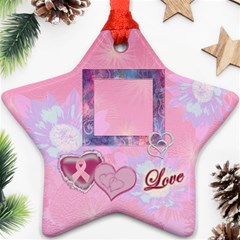 Breast cancer pink Love star ornament - Ornament (Star)