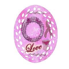 Love Breast Cancer Awareness Oval Filagree - Ornament (Oval Filigree)