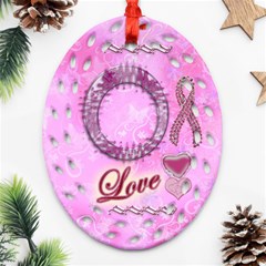 Love Breast Cancer Awareness Oval Filagree - Ornament (Oval Filigree)