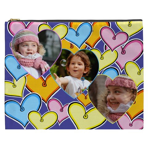 Hearts Cosmetic Bag Xxxl By Deborah Front