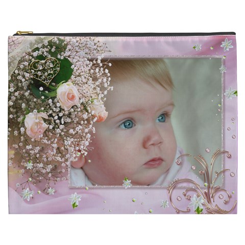 Hearts And Roses Cosmetic Bag Xxxl By Deborah Front