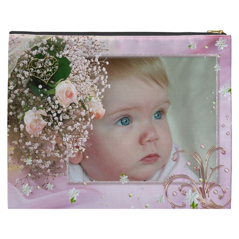 Hearts And Roses Cosmetic Bag Xxxl By Deborah Back