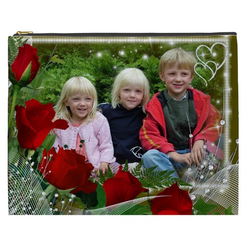 Love Red Rose Cosmetic Bag Xxxl By Deborah Front