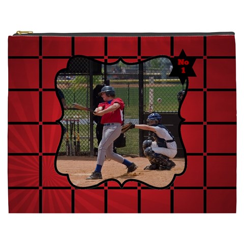 Black And Red Cosmetic Bag Xxxl By Deborah Front