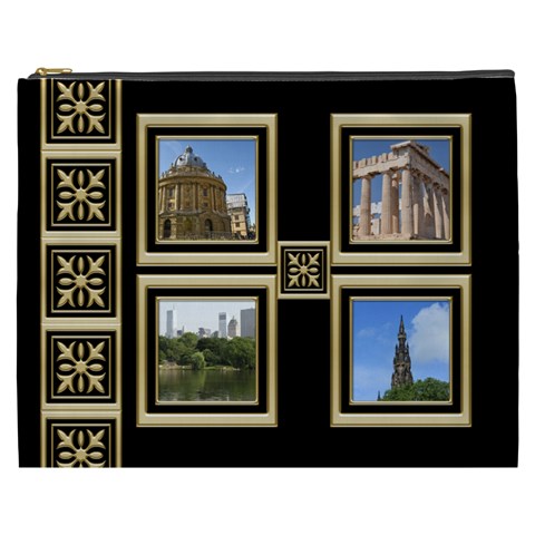 Black And Gold Cosmetic Bag Xxxl By Deborah Front