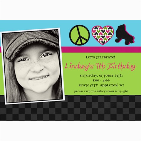 Roller Skate Birthday Invitation By Lana Laflen 7 x5  Photo Card - 2