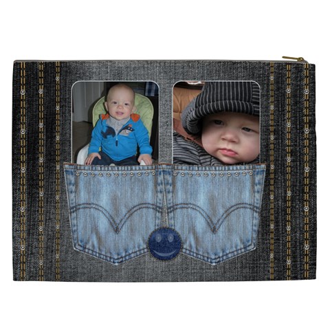 Denim Pocket Xxl Cosmetic Bag By Lil Back