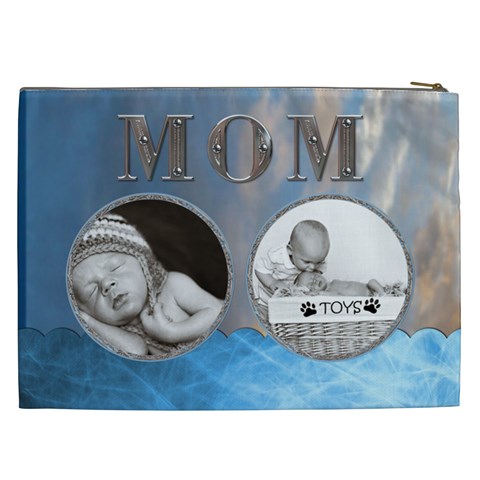 Mom Blue Xxl Cosmetic Bag By Lil Back