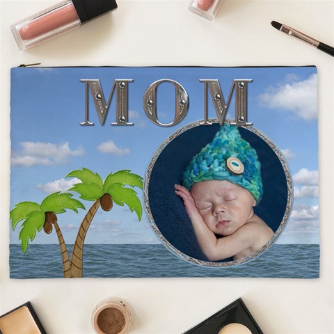 Mom Tropical Xxl Cosmetic Bag By Lil Front