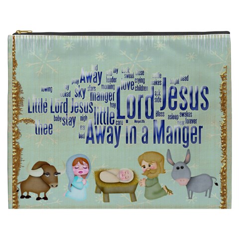 Away In A Manger Xxxl  Gift Cosmetics Bag By Catvinnat Front